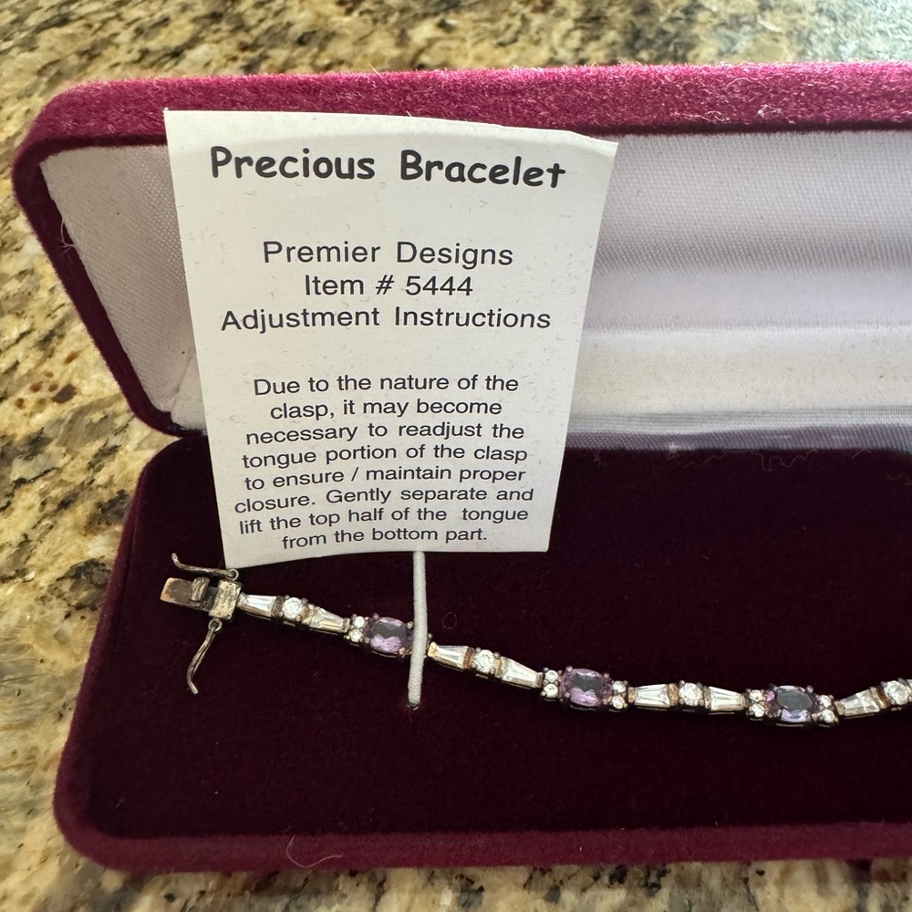 NWTPremier Designs 7 1/2” Precious Purple and Diamond Accent Tennis Bracelet - Picture 3 of 5